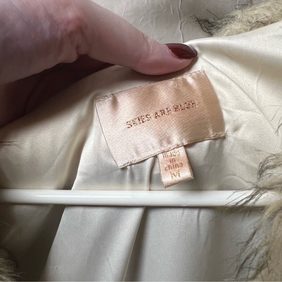 Faux Fur Vest in Cream and Brown, Medium - Picture 3 of 3